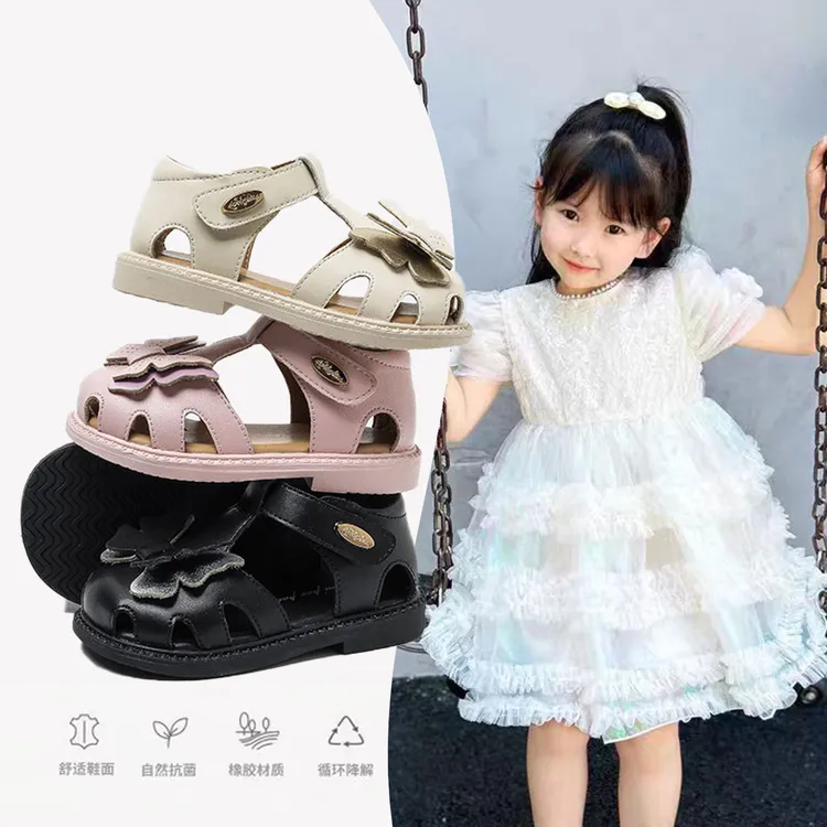 2311宝宝学步软底防滑纯色公主凉鞋女童镂空透气魔术贴新款罗马鞋