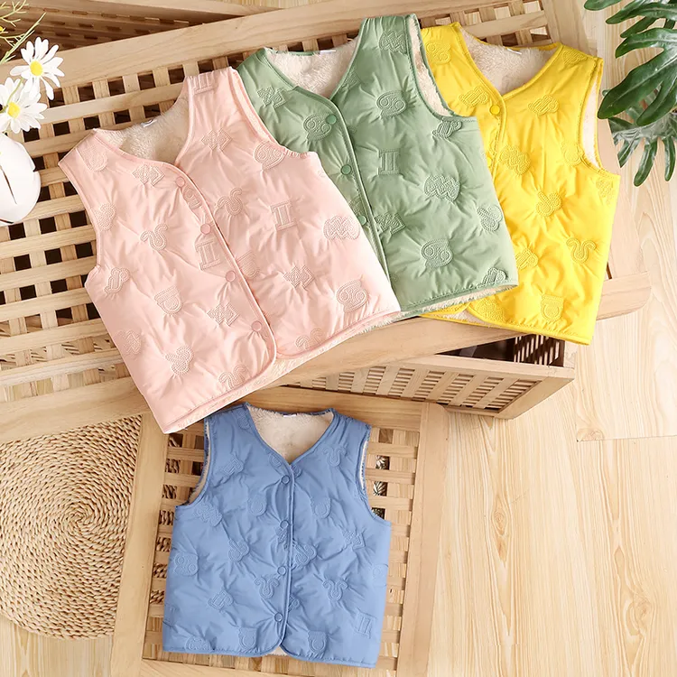 秋冬新款加绒男童加绒小童女童宝宝加厚儿童马甲秋冬外穿