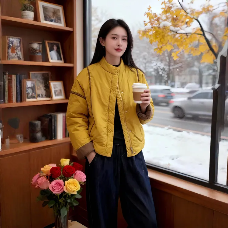 洋气休闲百搭立领棉服外套2025冬季新款宽松显瘦加厚保暖短款棉衣