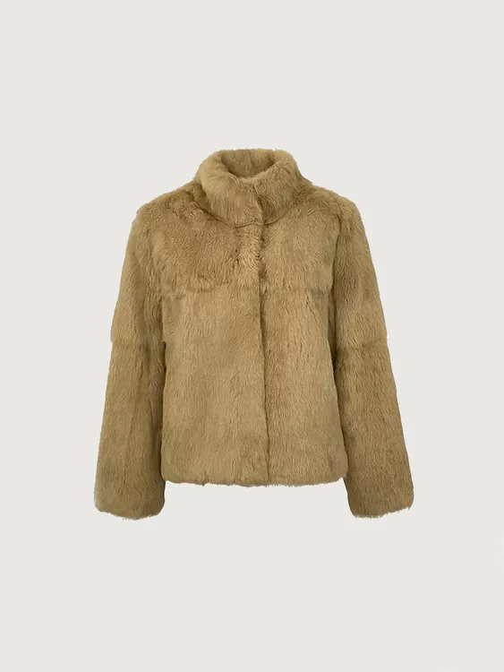 韩国东大门25冬新款兔毛皮草外套女宽松显瘦立领加厚保暖毛毛外套