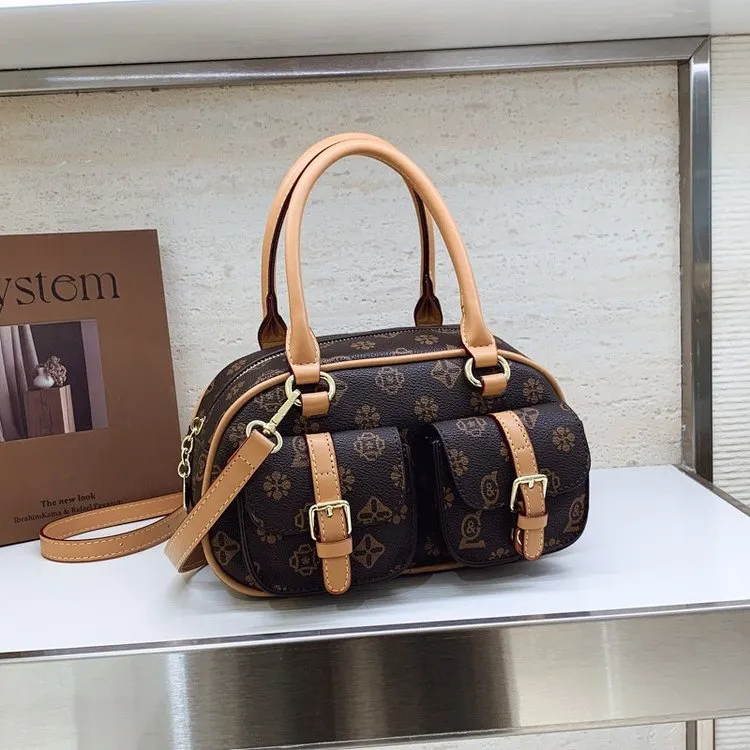 复古印花女包手提包女式包包新款妈妈包双层大容量时尚斜跨包