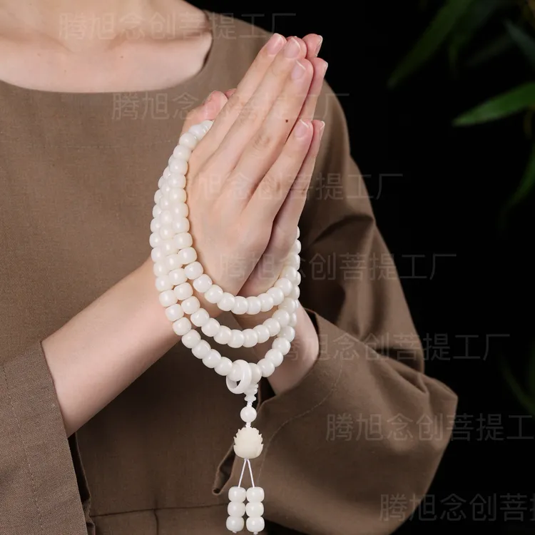 非金属木质手链 (静心)天然菩提根男女生多圈手串脖挂108颗念珠