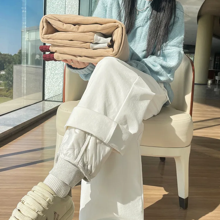 阔腿直筒羽绒裤女2025冬季新款外穿加厚保暖白鸭绒休闲高腰棉裤子