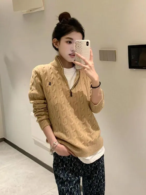 25年超火的半拉链（小马标）刺毛衣打底针织衫时尚宽松网红休闲
