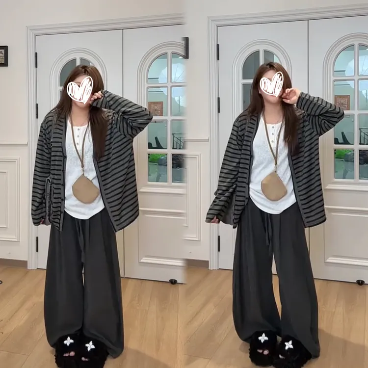 秋季新款慵懒风宽松显瘦垂感百搭阔腿糯米裤