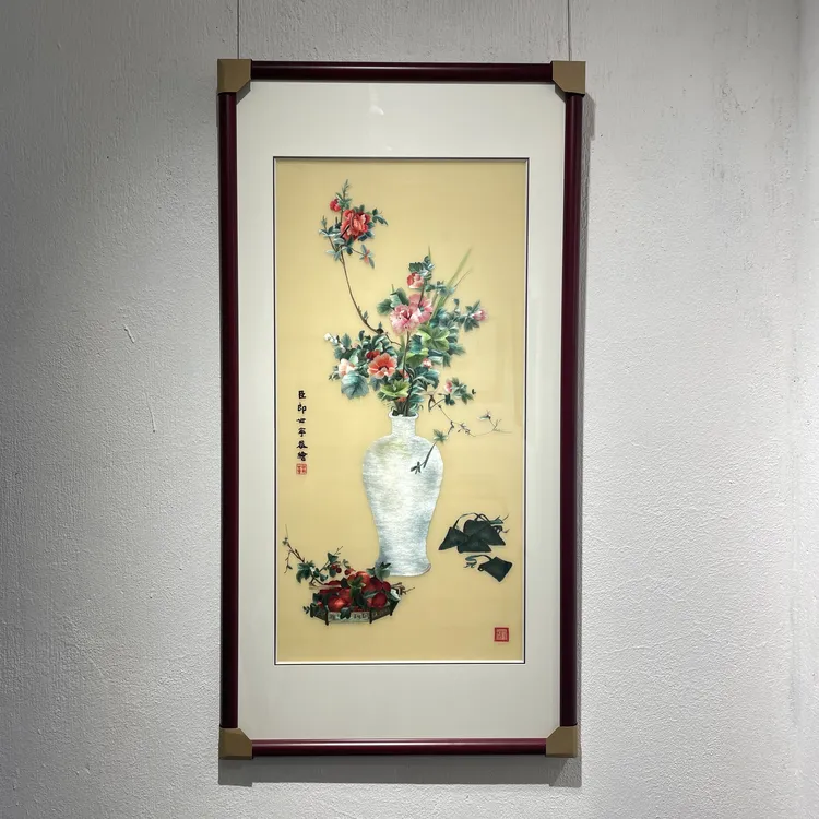 纯手工苏绣苏绣精品玄关茶室挂画郎世宁午瑞图非遗艺术挂画