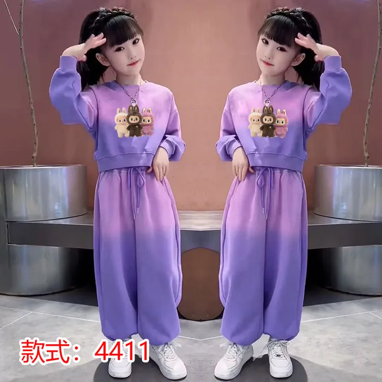 拉布布衣服儿童卫衣套装女童秋装新款洋气上衣裤子两件套春秋潮款