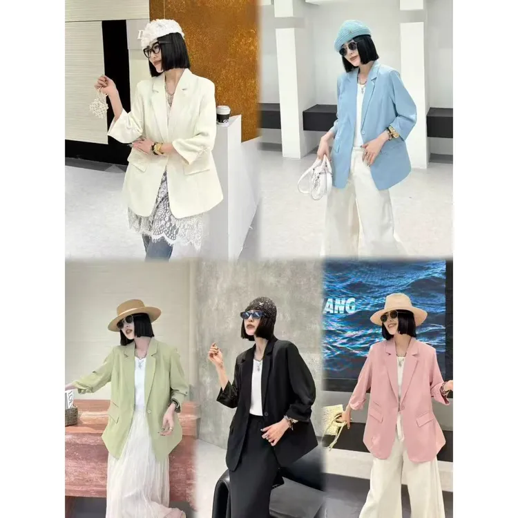 ‘夏天穿的西服’重工时尚轻奢正肩显瘦西服（衣长70左右）