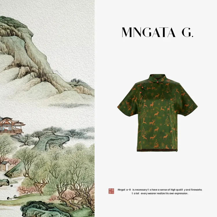 MNGATA G.宫小妍【香云纱·林深见鹿】真丝秋冬新中式上衣5062415