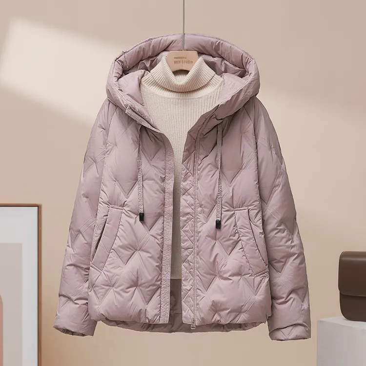 2025年冬季新款轻薄羽绒服女短款宽松连帽90白鸭绒小个子保暖外套
