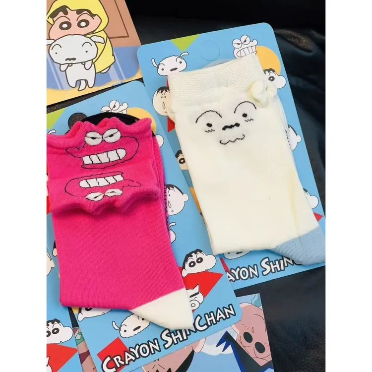 日系新款小新袜子女可爱中筒袜ins韩版卡通立体耳朵春秋潮袜子yj