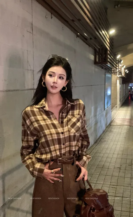 利达 NEW DADADA 时尚格调复古气质百搭高级感格子衬衫CBZ1646