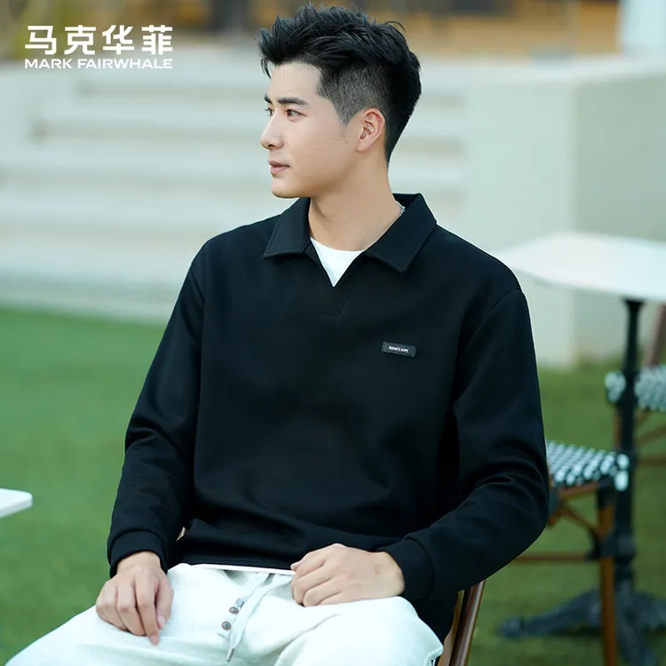 马克华菲假两件男士卫衣春秋季2025新款潮流设计感套头打底衫男款