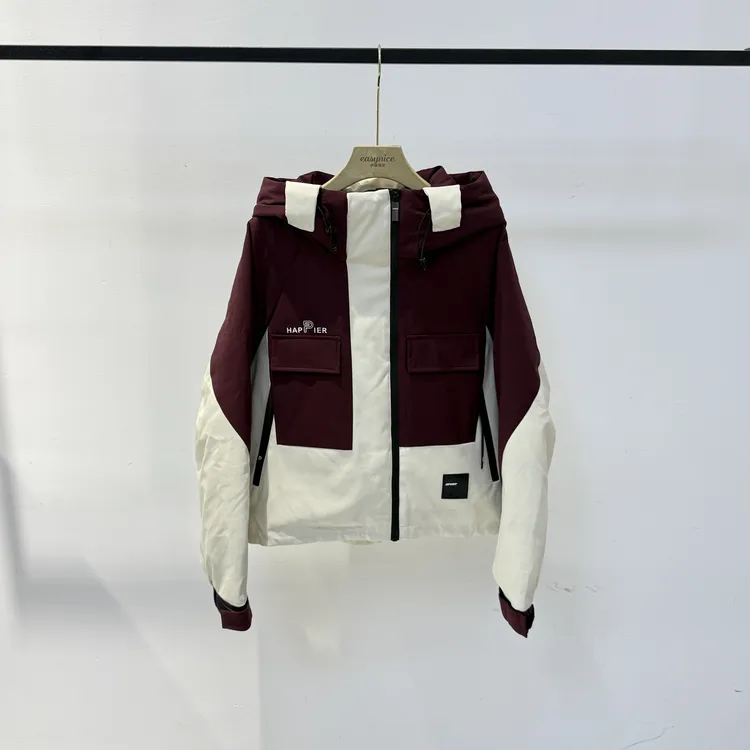 【麦丝】休闲百搭显瘦撞色洋气减龄加厚连帽羽绒服外套 BNSM-7362