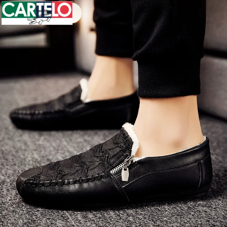 卡帝乐鳄鱼豆豆鞋子男加绒潮流一脚蹬男士乐福鞋2025秋冬新款皮鞋
