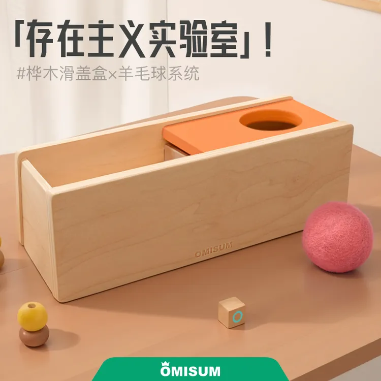 【9-24月龄】蒙氏启蒙教具宝宝认知发展期形状投入盒投球翻盖盒玩具