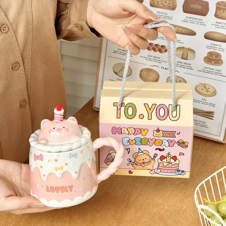 少女心创意陶瓷马克杯可爱水杯生日礼物送女生礼品喝水杯子带盖