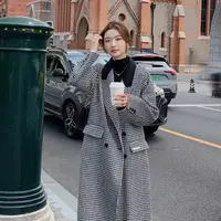 【俞希老师】双面毛呢大衣女中长款复古风毛呢外套23009