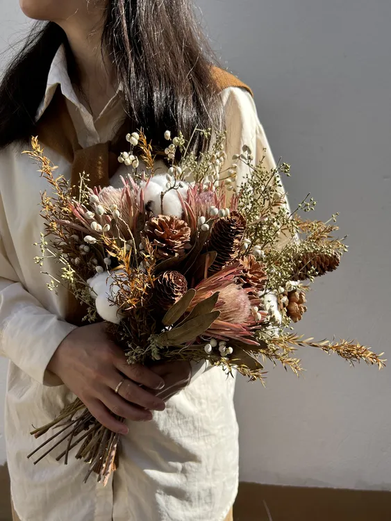 原创秋色干花花束定制款客厅桌面插花装饰摆件高级感拍摄道具花