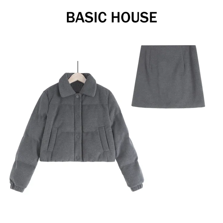 Basic House/百家好秋冬新款灰色百搭女装穿搭两件套B1385B5B2E2