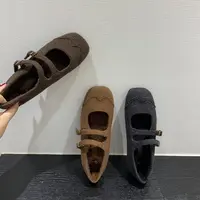 毛呢料！秋冬加绒平底玛丽珍鞋毛毛鞋女配裙子保暖棉鞋单鞋女鞋