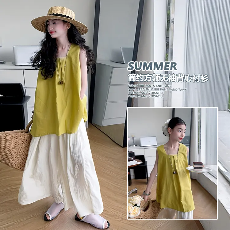 女童夏装无袖套装2025新款大童夏装韩系上衣儿童休闲阔腿裤两件套