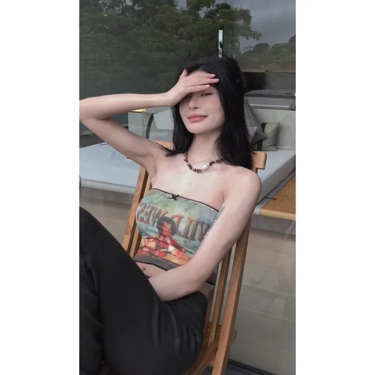 MARIE.COCO泰式热辣妹抹胸吊带背心复古街头渲染上衣休闲裤两件套