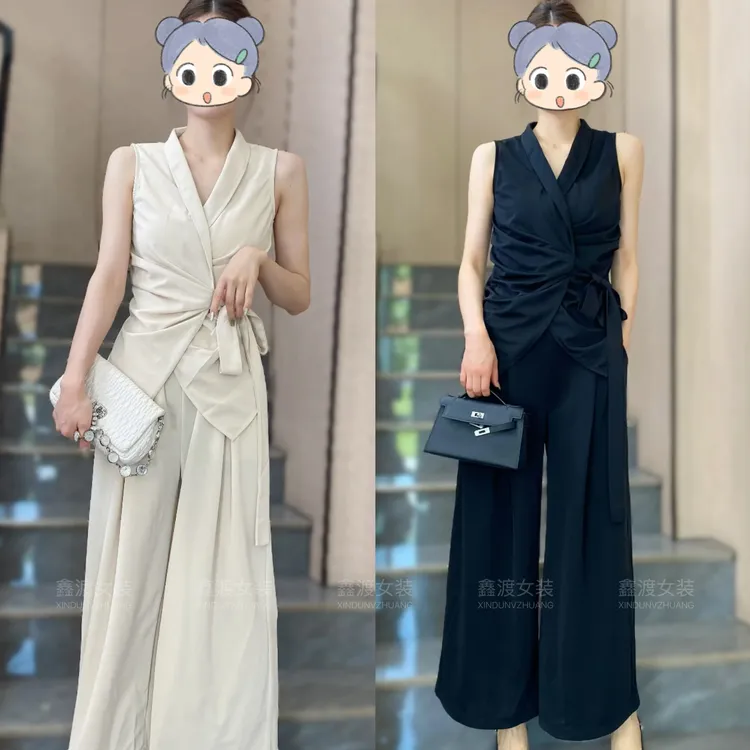 2025夏季新款时尚显瘦气质女士网红洋气两件套百搭款D5387