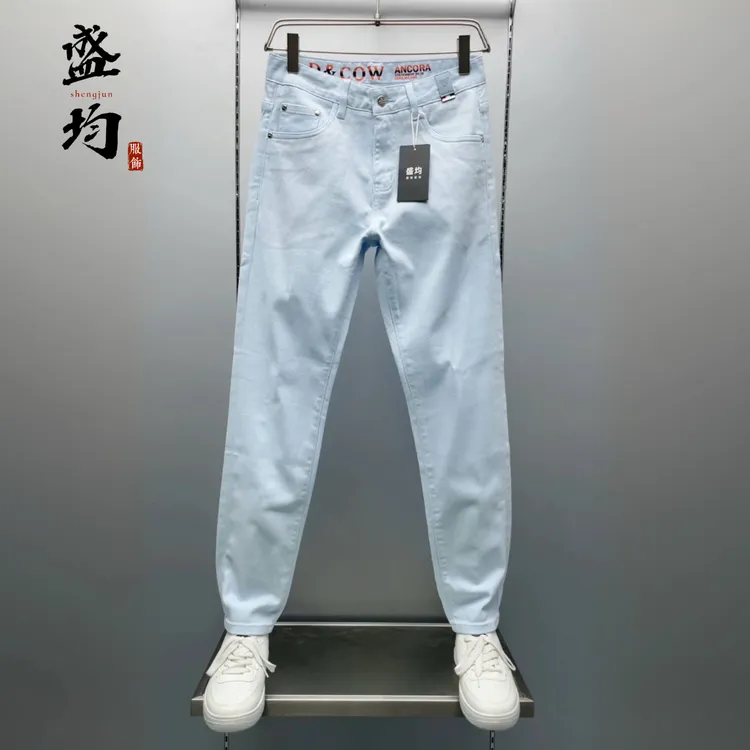盛均牛仔裤男修身小直脚秋季2025新款弹力高奢欧货休闲百搭长裤