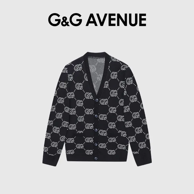 网红同款痞帅G&GAVENUE轻奢潮牌开衫针织衫男女同款毛衣休闲时尚