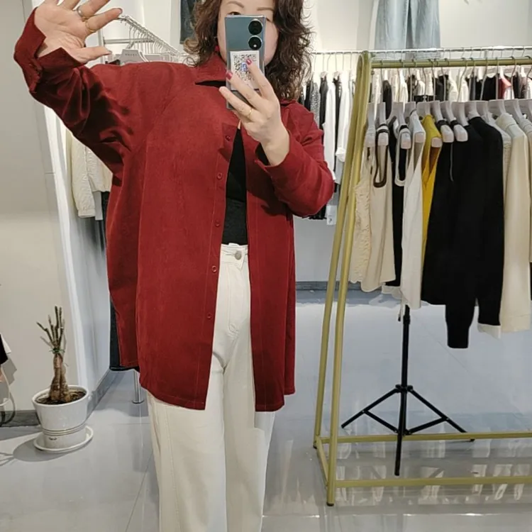秋冬小众复古港味宽松长袖灯芯绒衬衫女外套