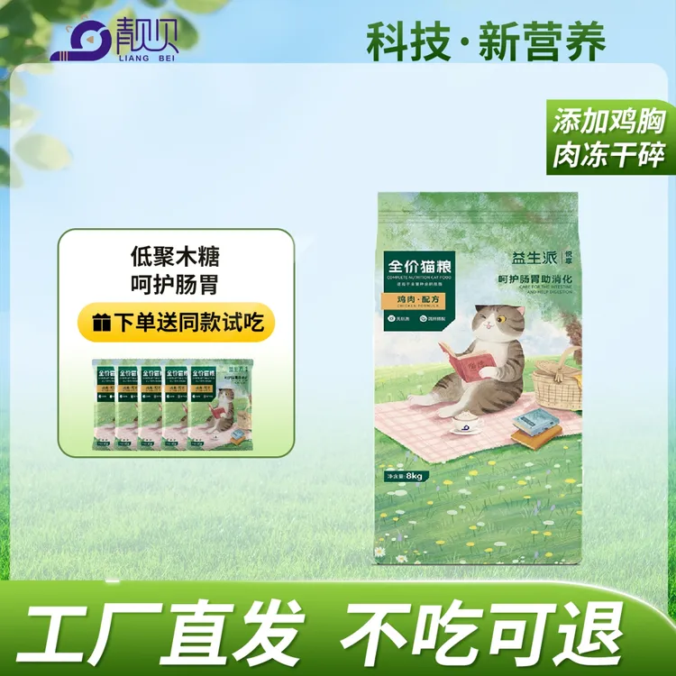 【囤货装】靓贝益生派悦享冻干双拼全价猫粮鸡肉配方成幼猫呵护肠胃