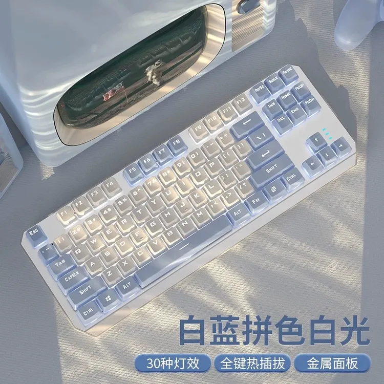 前行者TK870机械键盘游戏电竞全键台式电脑有线键盘女生高颜值