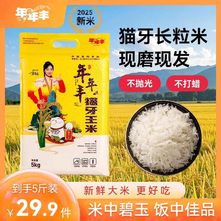 年年丰猫牙王25年新米煲仔饭大米新大米煲粥煮饭细长丝苗米