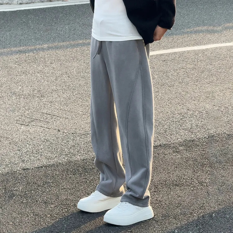 重磅破坏水洗休闲裤男士秋冬宽松香蕉裤垂感阔腿弯刀卫裤拖地裤男