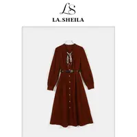 LA.Sheila送腰带丝巾 金扣连衣裙253-LYQ/0903-95696