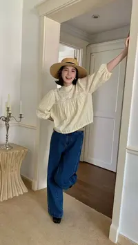 秋屿moment 自制 百搭休闲绣花收腰衬衫