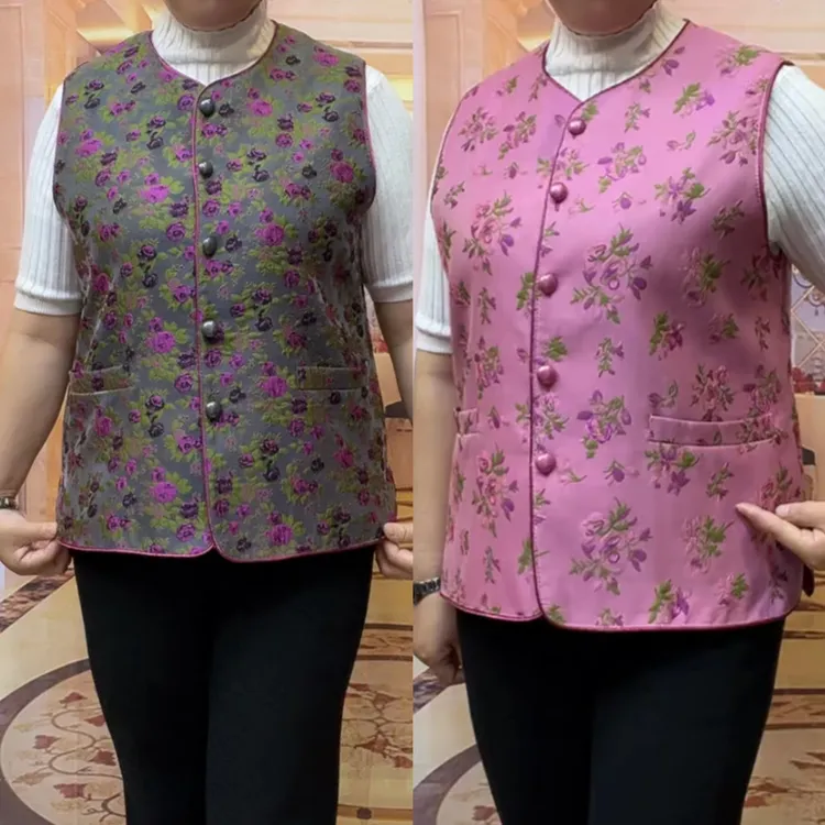 时尚新款碎花里衬款妈妈马甲