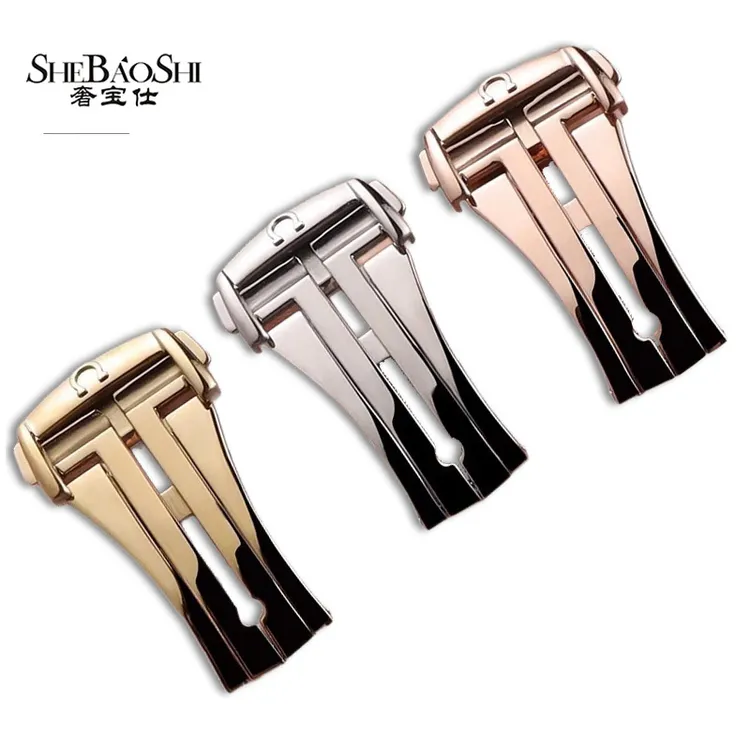 奢宝仕代用欧米茄蝶飞海马超霸手表扣男女款真皮手表带折叠蝴蝶扣