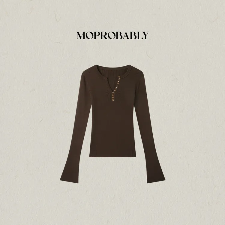 Moprobably李予诺「永恒」时尚个性百搭V领套头打底针织衫L5476100