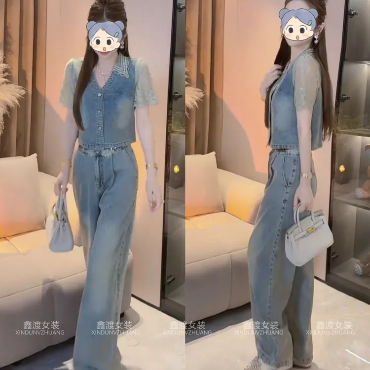 2025夏季新款时尚显瘦气质女士网红洋气两件套百搭款D21228