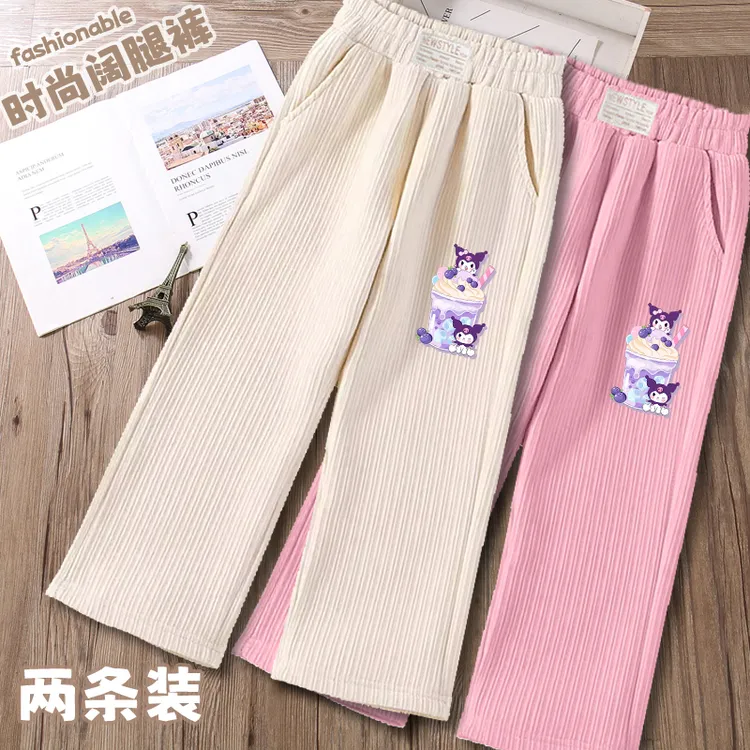 女童儿童阔腿裤灯芯绒长裤春秋新款宽松直筒休闲中大童洋气裤子