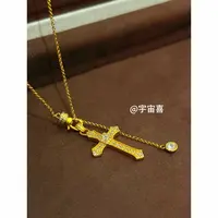 铜合金项链 I1-457【金色白锆十字架坠流苏白锆项链】