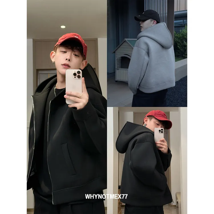 【巫师帽】重磅FIT短廓形卫衣外套连帽2025秋新款开衫外套