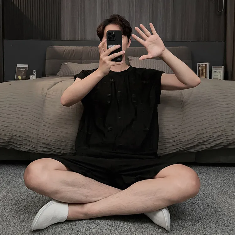 可外穿无袖睡衣男款夏季薄款2025新款圆领凉感背心家居服夏天套装