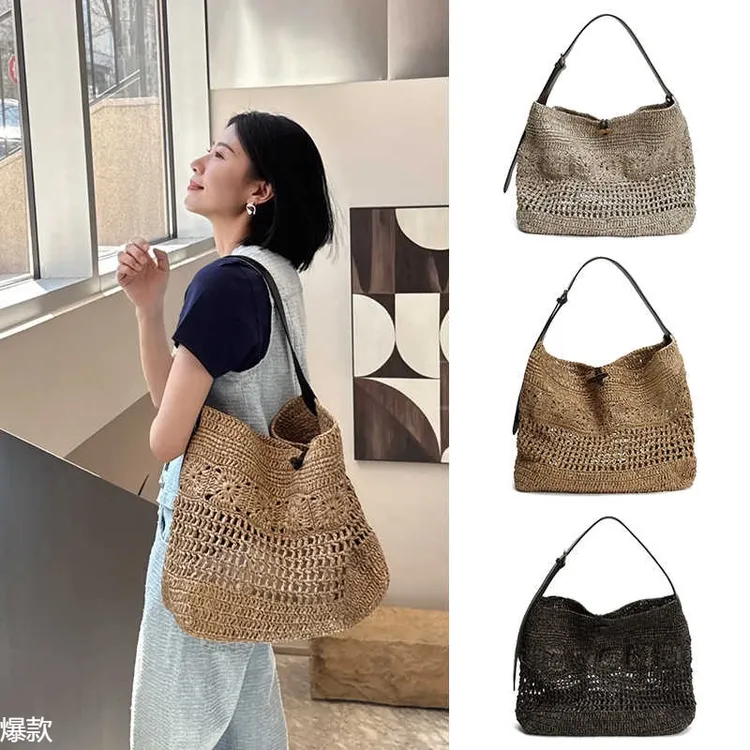 手工钩织大包复古托特包2025夏季新款大容量百搭通勤手提单肩包女