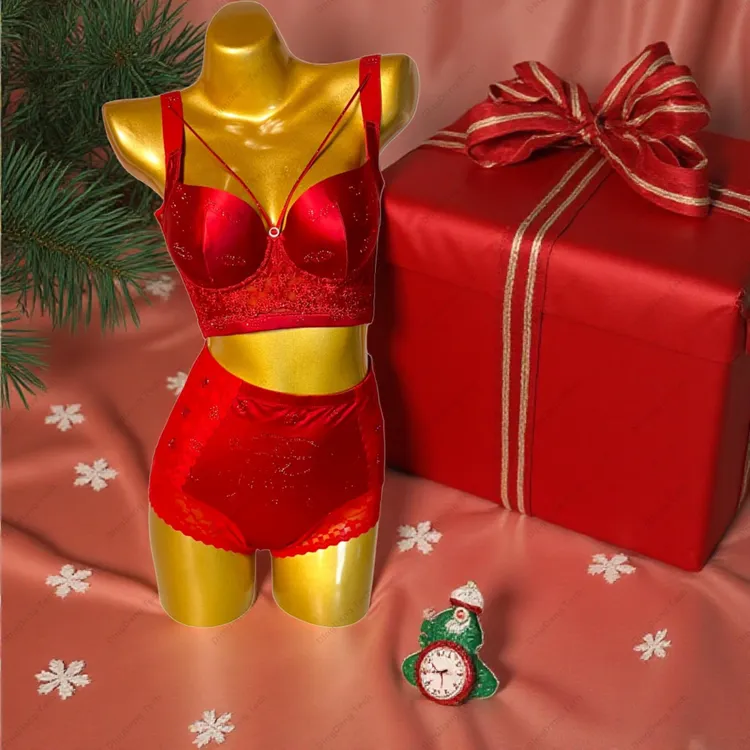 1843 iq kiyim 新款内衣套装性感女士红色舒适美背聚拢