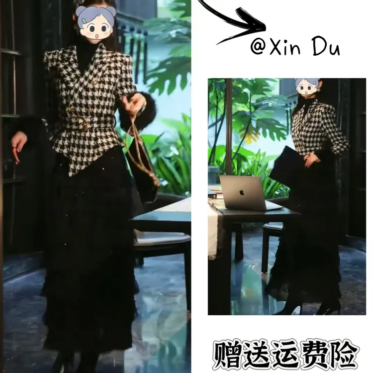 2025秋冬季新款时尚显瘦气质女士网红洋气两件套百搭款D24136