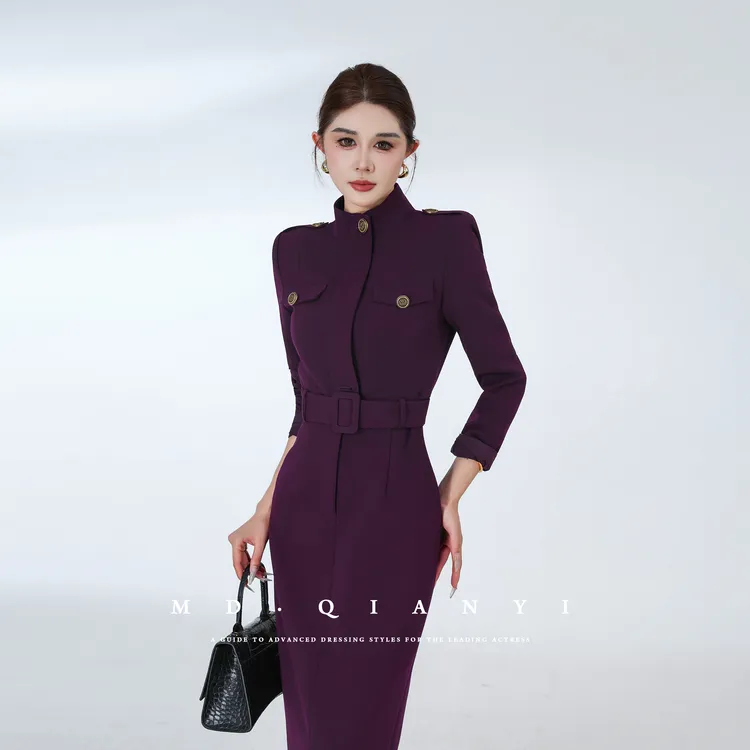 MD定制·杨千亿【自然旋律】冬季长袖轻奢休闲百搭休闲收腰连衣裙