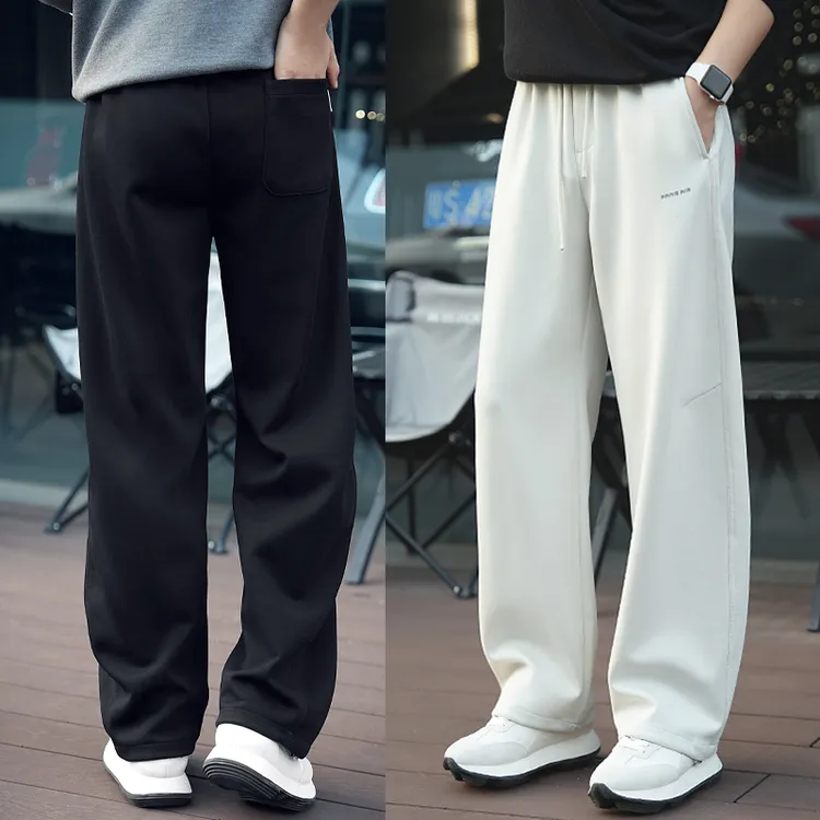 秋冬新款潮流加绒加厚免烫宽松休闲裤男阔腿抽绳男士卫裤25-6022